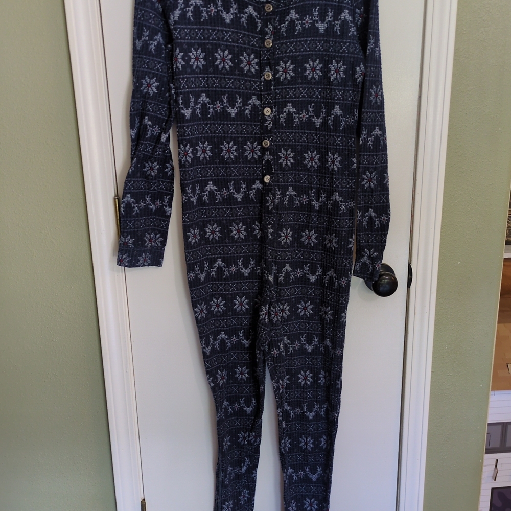 Lucky Brand Women's  Fair Isle Deer Base Layer One Piece- Size M